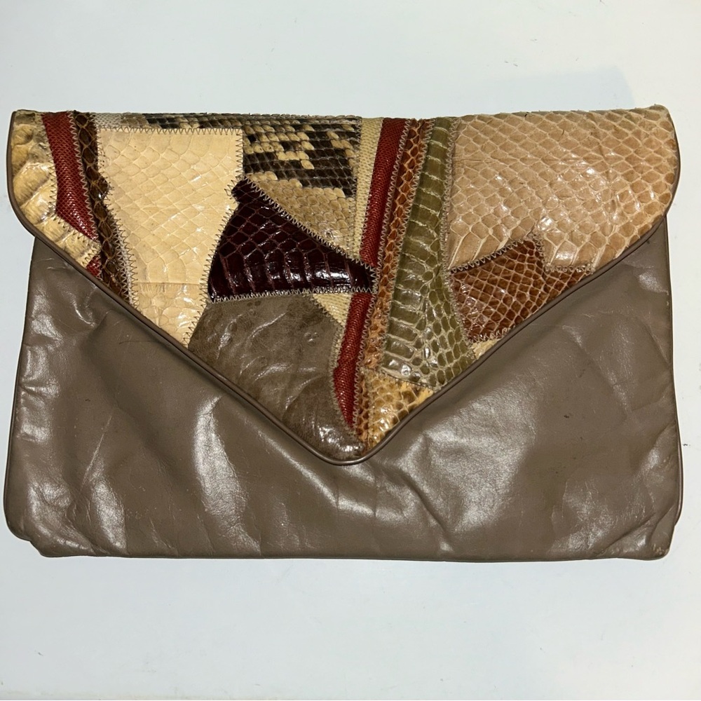 Vintage Hala clutch/shoulder bag‎ with snakeskin, lizard & alligator flap detail